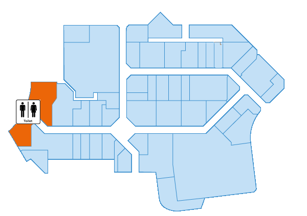 Plattegrond met de toiletten